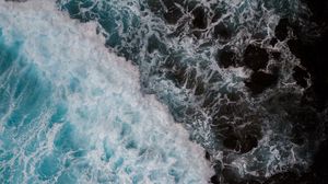 Превью обои волны, вода, вид сверху, море