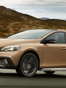 Превью обои volvo, v40, cross country, коричневый