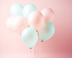Превью обои воздушные шарики, розовый, голубой, розовый фон