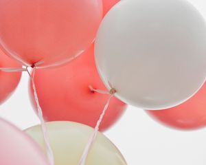 Превью обои воздушные шарики, шарики, разноцветный, розовый, белый