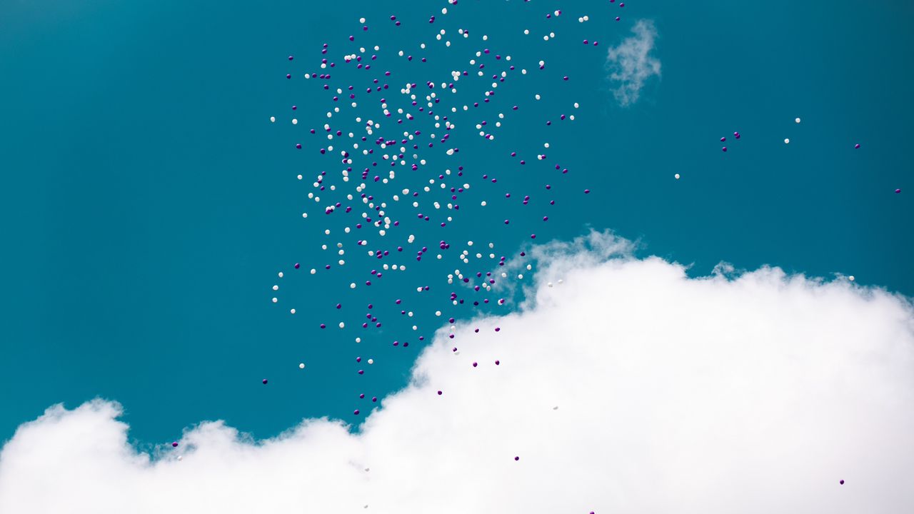 Обои воздушные шары, полет, небо, облака, легкость