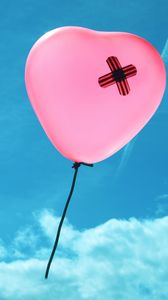 Превью обои воздушный шар, сердце, розовый, на фоне неба