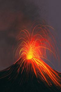 Превью обои вулкан, извержение, арт