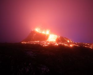 Превью обои вулкан, извержение, лава, горячий