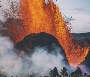 Превью обои вулкан, извержение, взрыв, лава