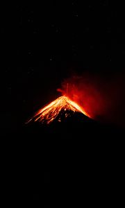 Превью обои вулкан, кратер, извержение, ночь, темный