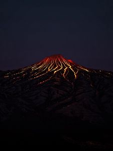 Превью обои вулкан, кратер, лава, горячий, темный