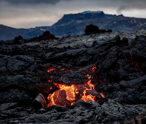 Превью обои вулкан, лава, горячий, природа