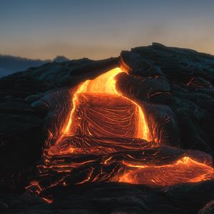 Превью обои вулкан, лава, огненный, плавление