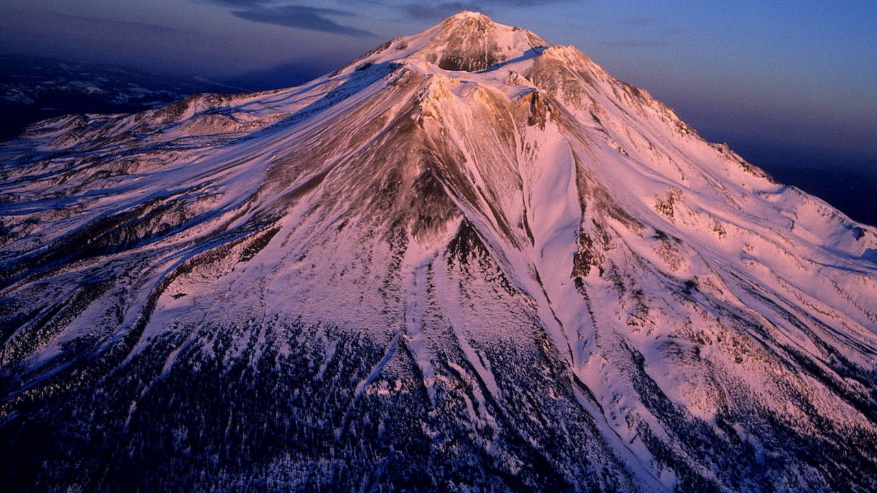 Обои вулкан, спящий, снег, гора, вершина, калифорния