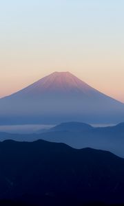 Превью обои вулкан, туман, гора, фудзияма, япония