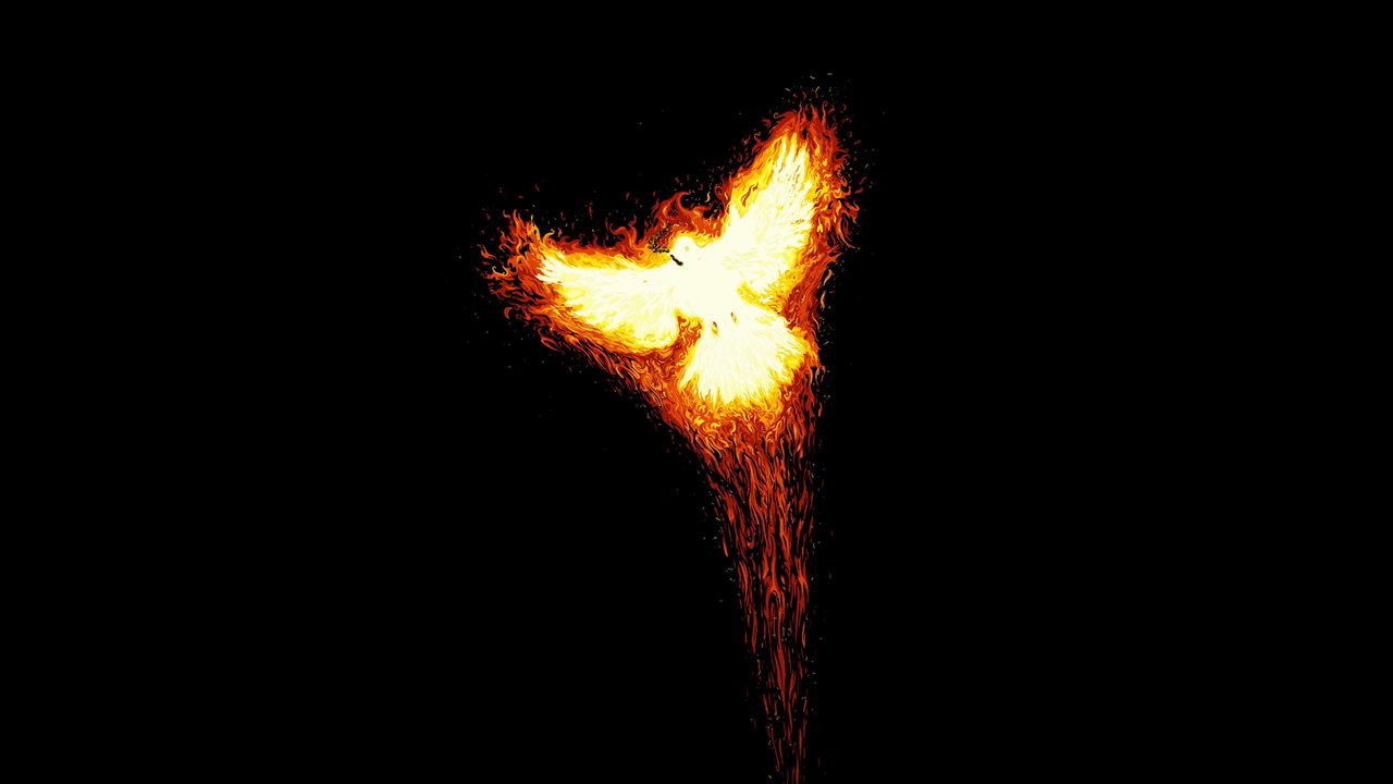 Обои взлет, phoenix, миф, огонь, птица, феникс, минимализм