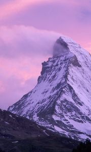 Превью обои wind shear, matterhorn, швейцария, вершина, ветер, снег