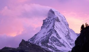 Превью обои wind shear, matterhorn, швейцария, вершина, ветер, снег