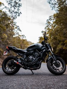 Превью обои yamaha, мотоцикл, байк, черный