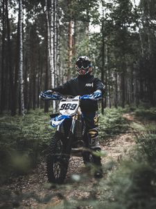 Превью обои yamaha, мотоцикл, байк, мотоциклист