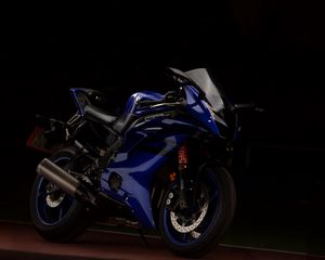 Превью обои yamaha, мотоцикл, синий