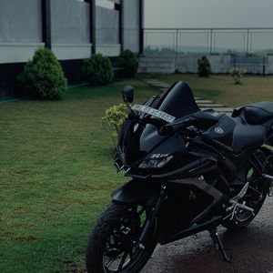 Превью обои yamaha r15, yamaha, мотоцикл, байк, черный