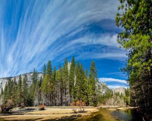 Превью обои yosemite national park, yosemite, горы, небо, hdr