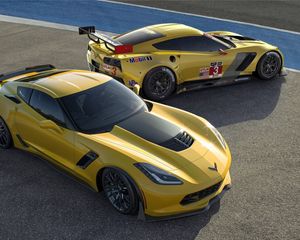 Превью обои z06, з06, спорткар, chevrolet, желтый