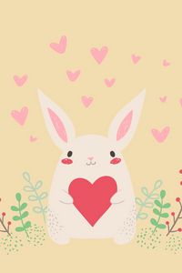 Превью обои заяц, кролик, арт, сердце, милый