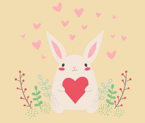Превью обои заяц, кролик, арт, сердце, милый