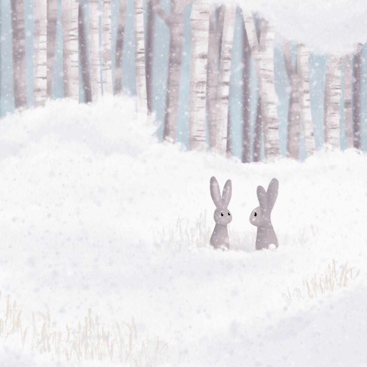 Заяц под кустом зимой