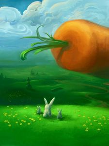 Превью обои зайцы, морковь, огромный, удивление, ожидание