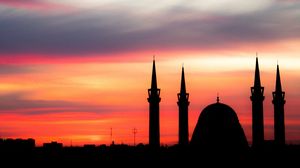 Превью обои закат, архитектура, мечеть, небо