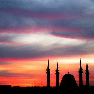 Превью обои закат, архитектура, мечеть, небо