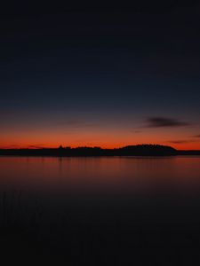 Превью обои закат, горизонт, деревья, небо