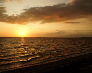 Превью обои закат, горизонт, море, волны, природа