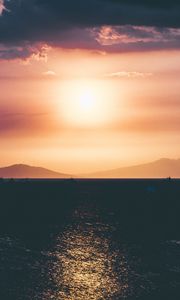 Превью обои закат, горизонт, море, небо