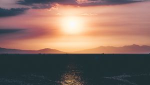Превью обои закат, горизонт, море, небо