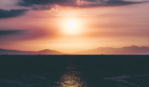 Превью обои закат, горизонт, море, небо