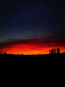 Превью обои закат, горизонт, ночь, звездное небо, майнц, германия