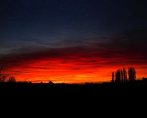 Превью обои закат, горизонт, ночь, звездное небо, майнц, германия