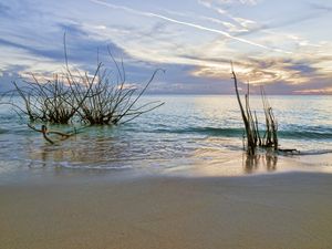 Превью обои закат, море, берег, пейзаж