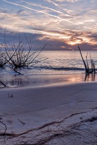 Превью обои закат, море, берег, пейзаж