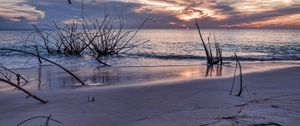 Превью обои закат, море, берег, пейзаж