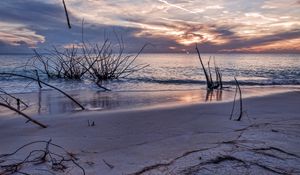 Превью обои закат, море, берег, пейзаж