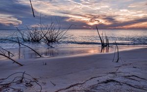 Превью обои закат, море, берег, пейзаж