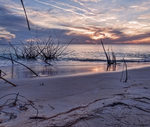 Превью обои закат, море, берег, пейзаж