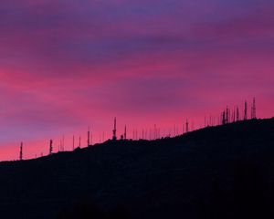 Превью обои закат, небо, вечер, возвышенность