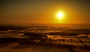 Превью обои закат, пейзаж, вид сверху, сумерки, горизонт