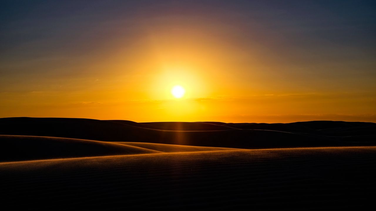 Обои закат, песок, дюны, горизонт, австралия