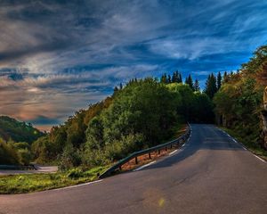 Превью обои закат, серпантин, дорога