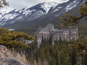 Превью обои замок, архитектура, здание, горы, склон