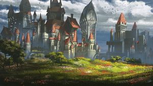 Превью обои замок, архитектура, здание, арт