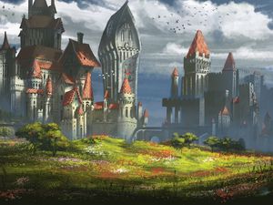 Превью обои замок, архитектура, здание, арт
